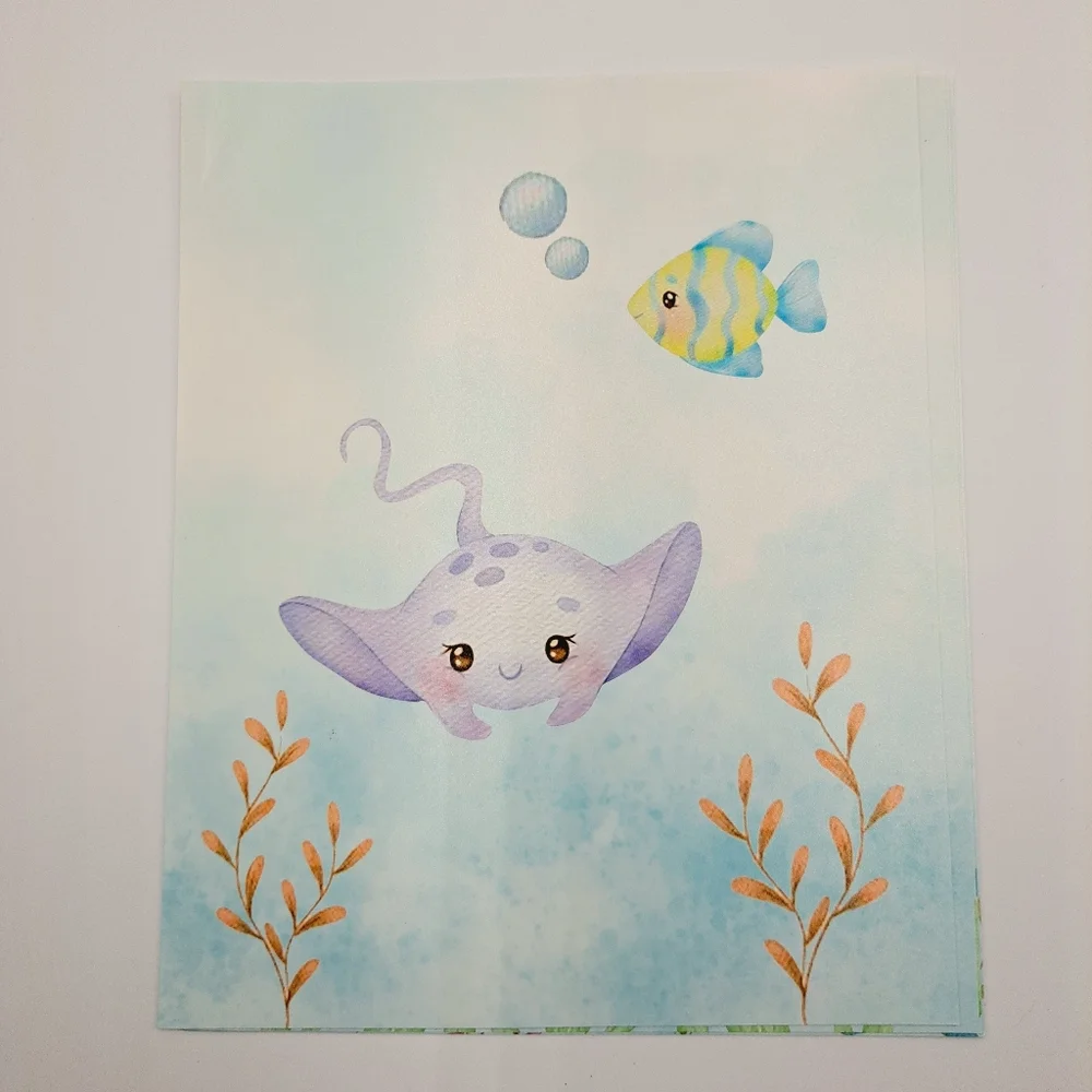 6-Piece Aquatic Sea Animals Prints Pastel Color Art - Marine Life Art - Picture 5 of 11